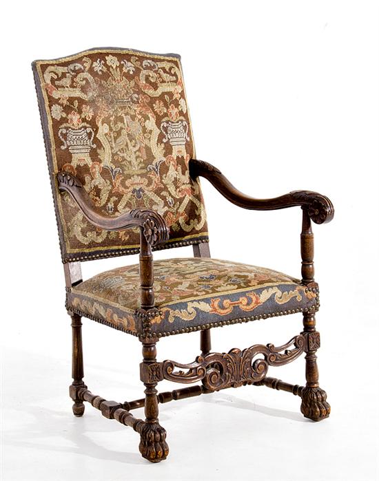 Jacobean style carved walnut armchair 13a783
