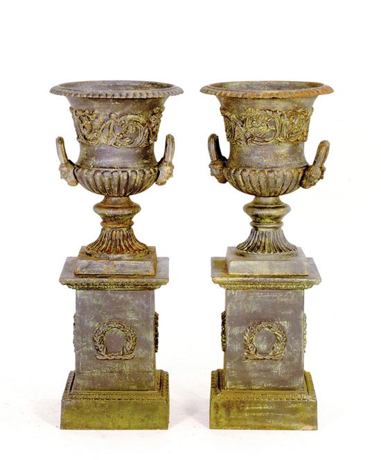 Pair cast iron garden urns urn 13a791