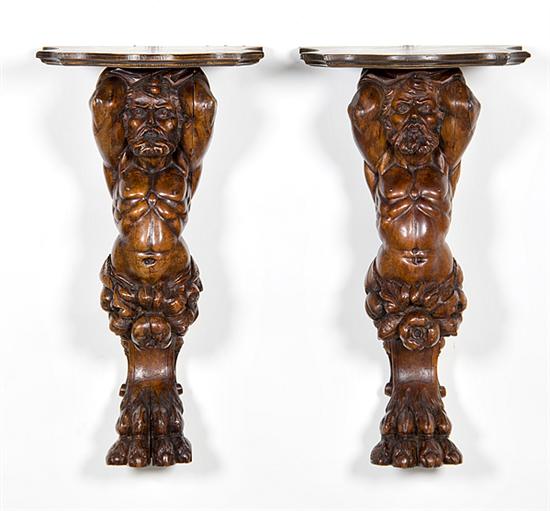 Pair carved fruitwood figures 19th 13a7a3