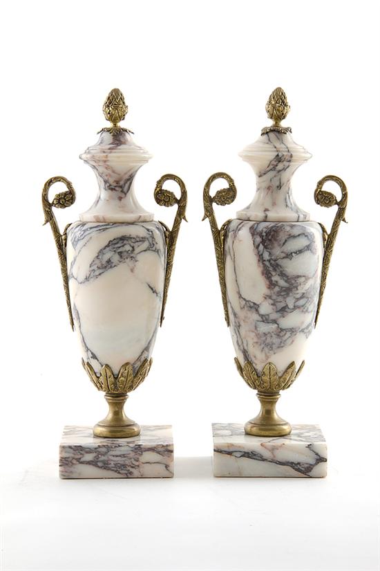 Pair French ormolu-mounted marble