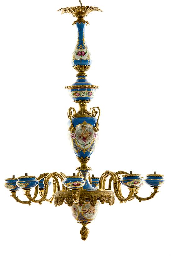 Ormolu-mounted Sevres style eight-light