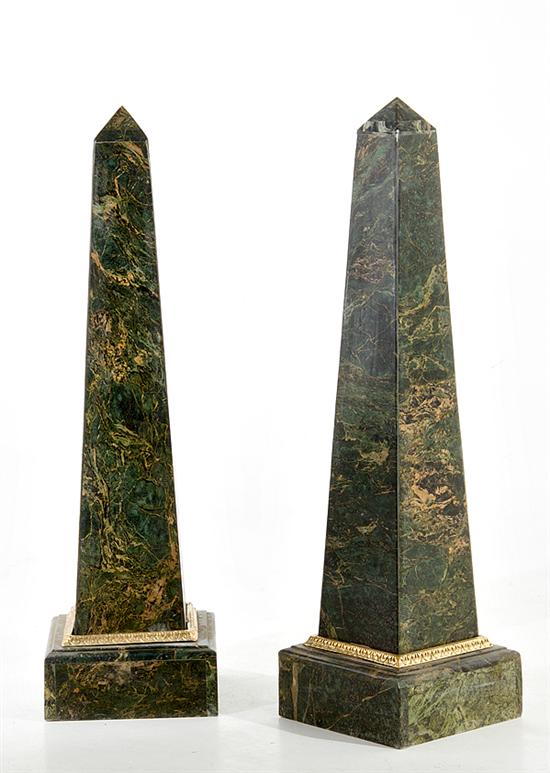Pair of marble and brass obelisks 13a7c3