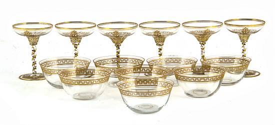 Gilt crystal champagnes and bowls 13a7d6
