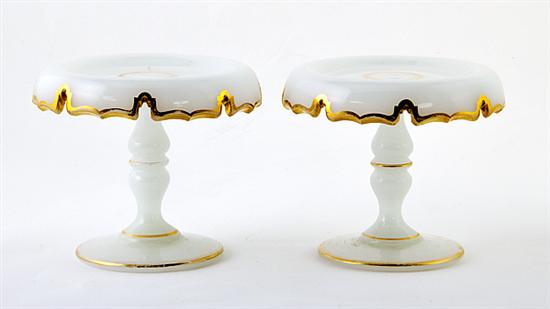 Pair French opaline glass tazzas