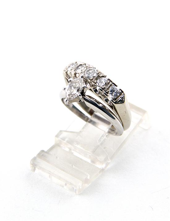 White gold and diamond rings marquise-cut