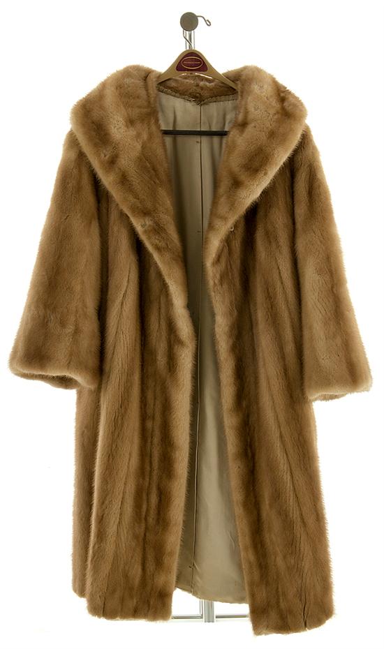 Full-length mink coat light brown medium