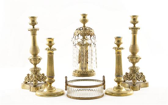 French brass candlesticks lustre