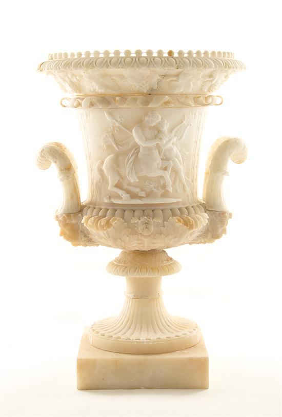 Continental carved alabaster urn 13a8f7