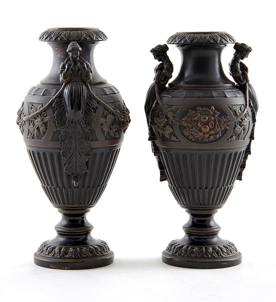 Pair French blackware Classical 13a922