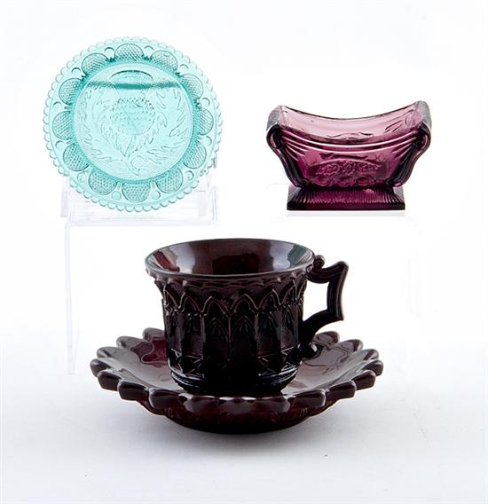 Lithyalin cup and saucer and colored 13a941