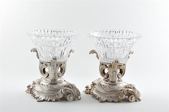 Pair silverplate and crystal centerbowls 13a961