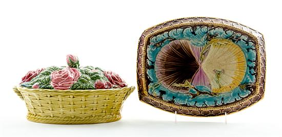 French Sarreguemines tureen and majolica