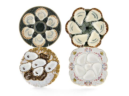 Majolica and porcelain oyster plates