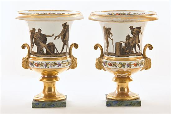 Pair Paris porcelain campagna urns 13a99b