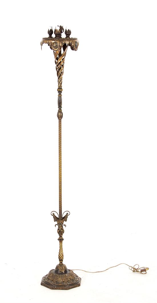 Gilt metal and painted floor lamp 13a9f6