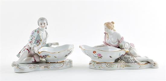 Pair German figural porcelain sweetmeats 13a9f9