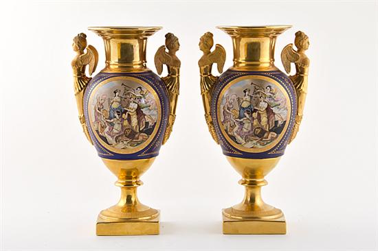 Pair French porcelain urns vasiform 13a9fb