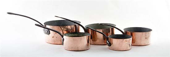 Set of copper cookware late 19th century