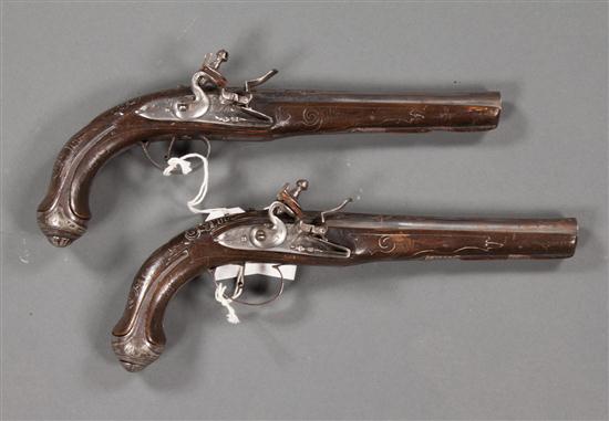 Pair of Continental flintlock pistols