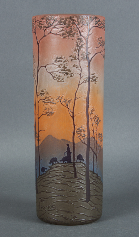 Legras acid etched glass vase early