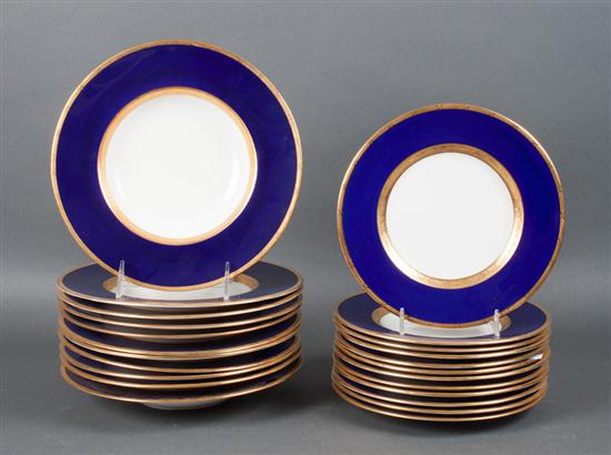 Set of 11 Minton china cobalt banded