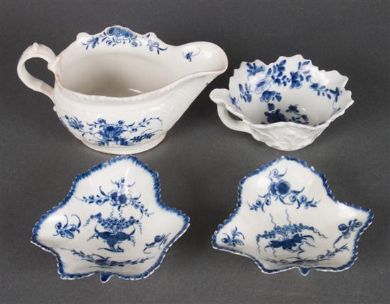 Four Worcester blue and white porcelain