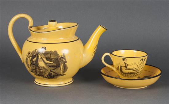 French Creilware teapot and a matching