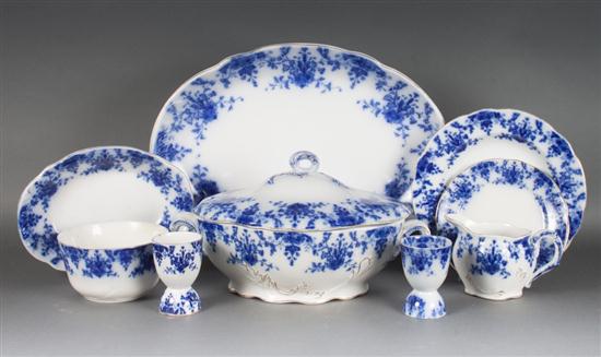 Ridgway flow blue china 163-piece