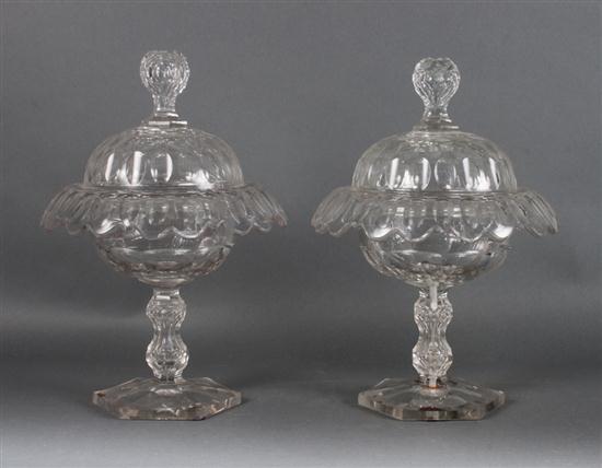 Pair of Anglo Irish cut glass covered 13aaef