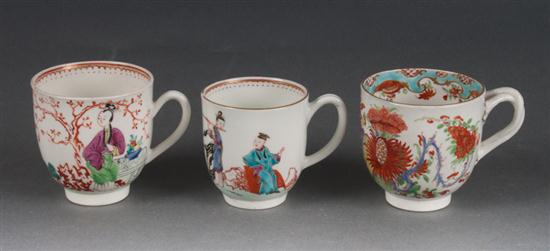 Three Staffordshire chinoiserie decorated