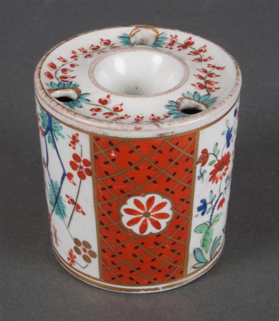 Staffordshire porcelain inkwell probably