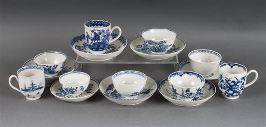 Seven assorted Staffordshire blue 13ab26