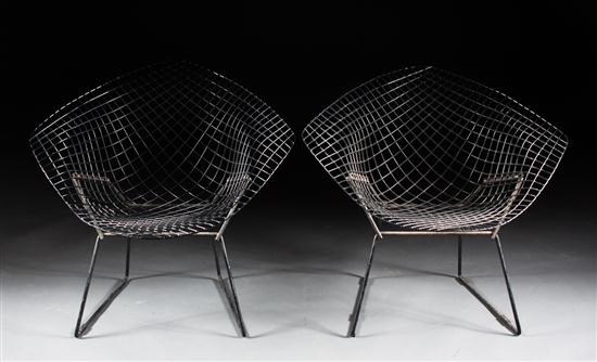 Two Harry Bertoia diamond chairs 13ab95