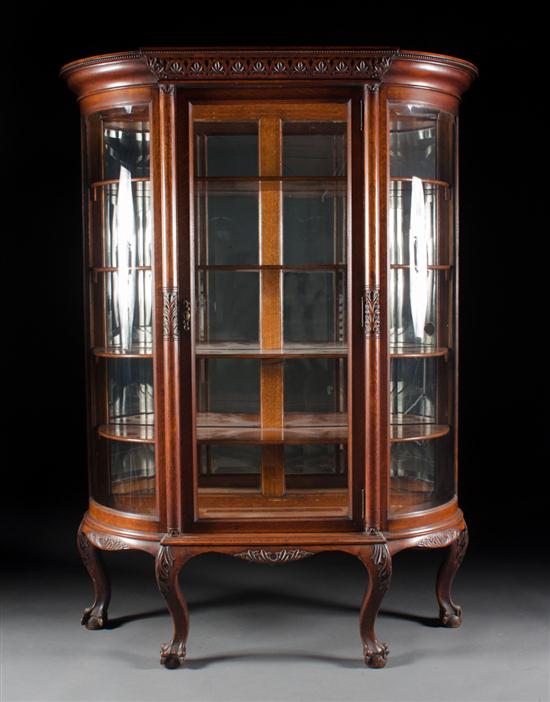 Victorian carved oak and beveled glass