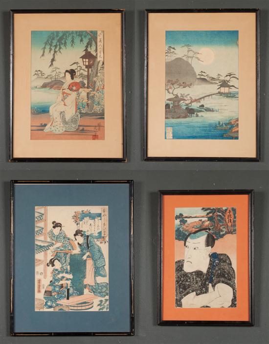 Four assorted Japanese color woodblock 13ac1f
