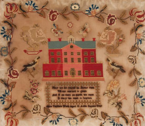 19th century needlepoint sampler 13ac41