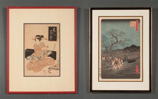 Two framed Japanese color woodblock 13ac9e