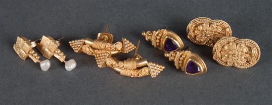 Group of 22K gold post-earrings