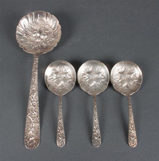 Four American sterling silver berry