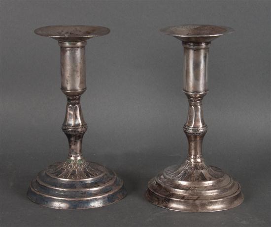 Pair of cupro-nickel alloy candlesticks