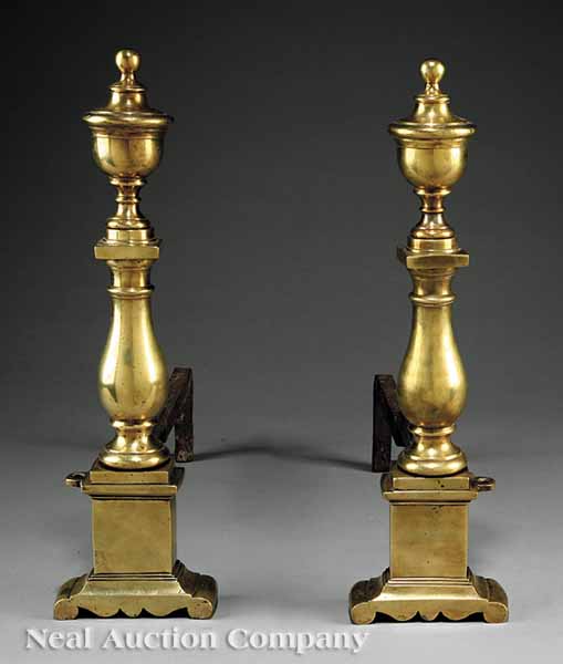 A Pair of American Brass Andirons 13adfe