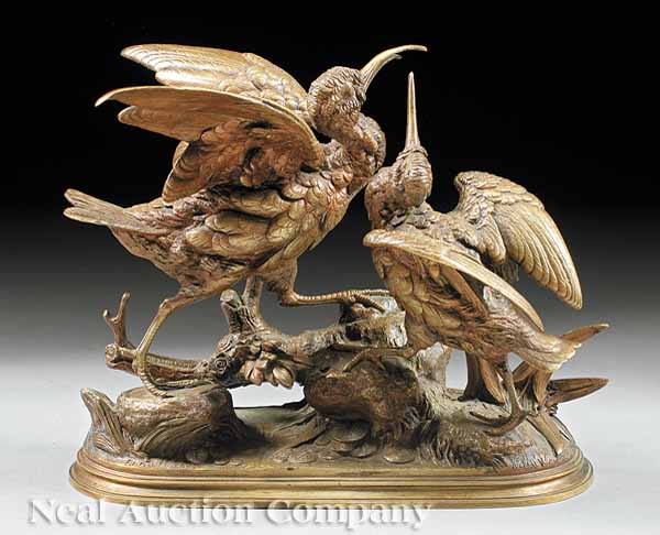 A French Bronze of "Battling Curlews"