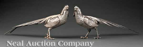 A Pair of Continental Silver Pheasants 13ae26