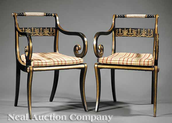 A Pair of Regency Painted and Gilt
