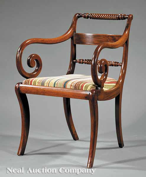 An American Classical Carved Mahogany