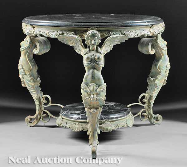 A Bronze and Marble Center Table