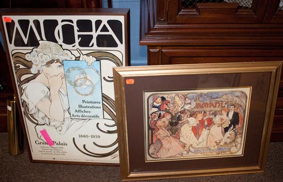 Two reproduction Mucha framed prints 13881a