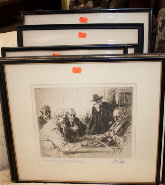 D.C. Sturgis. Nine assorted framed etchings