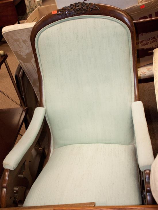 Victorian walnut upholstered rocker 13883c