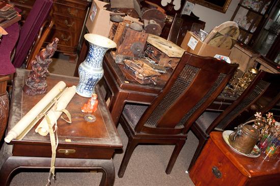 Chinese carved hardwood seven-piece